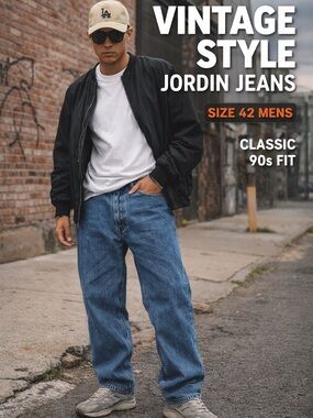 Jordin Vintage Style Straight Leg Jeans Mens 42 Blue Denim Classic 90s Fit